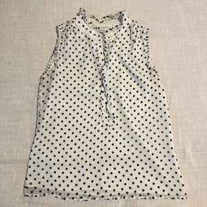 JCrew White Polkadot Sleeveless Blouse